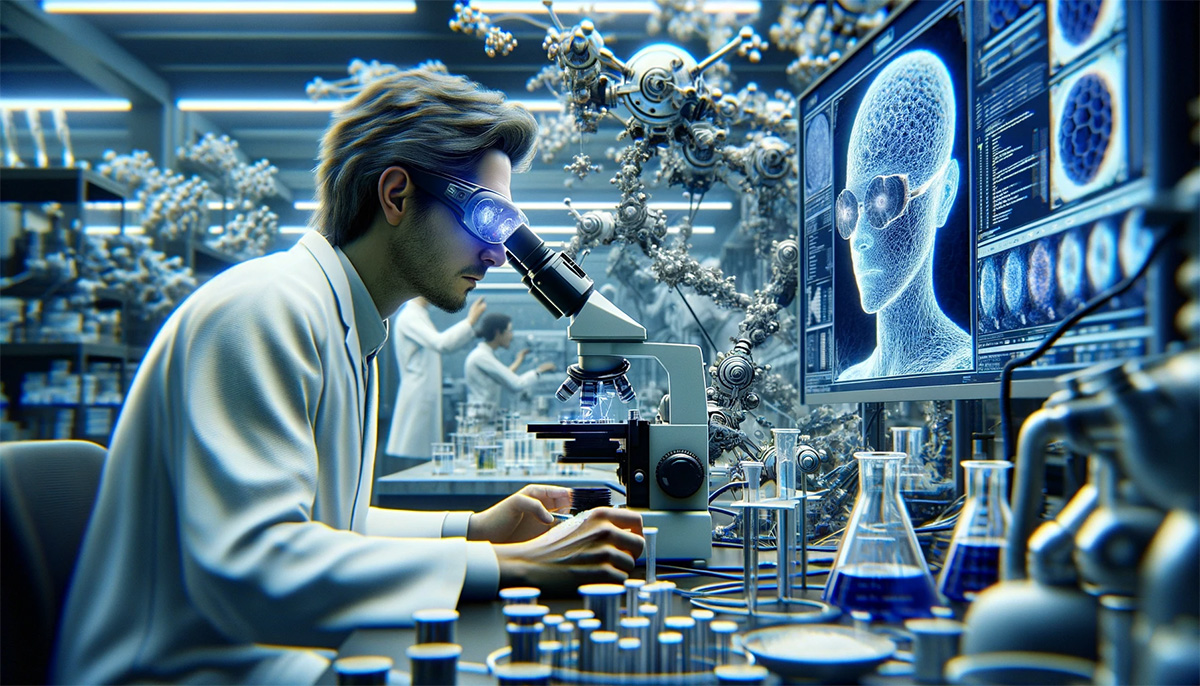 scientist in a laboratory working on the discovery of a nootropic