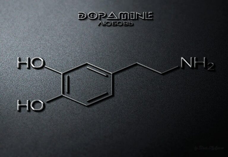 Dopamine's chemical structure in 3D