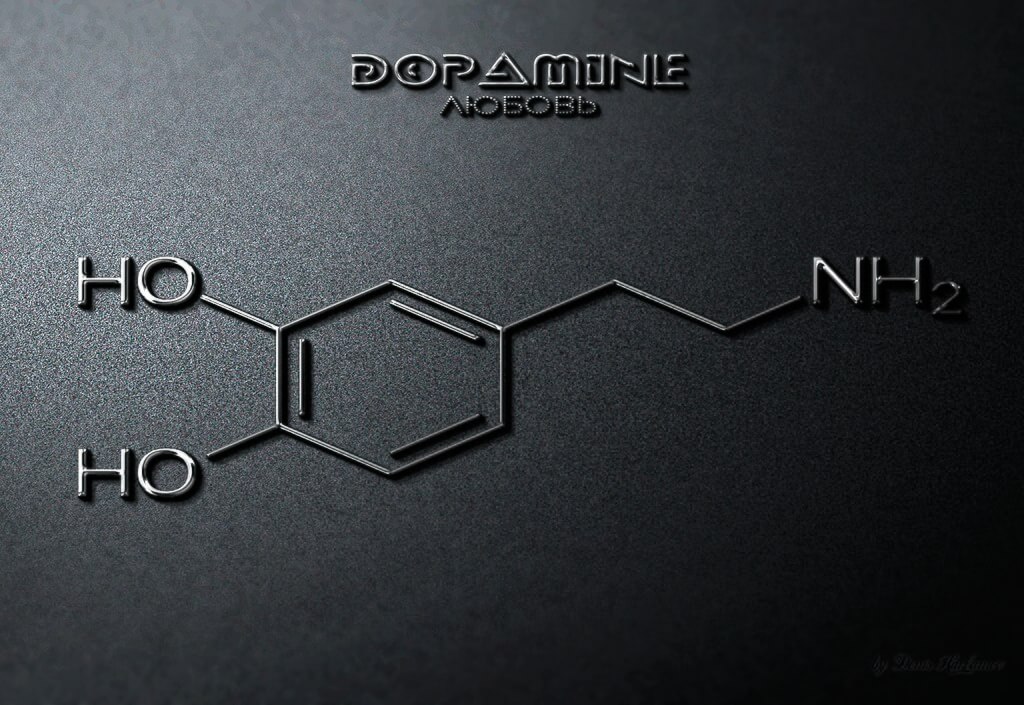 Dopamine's chemical structure in 3D